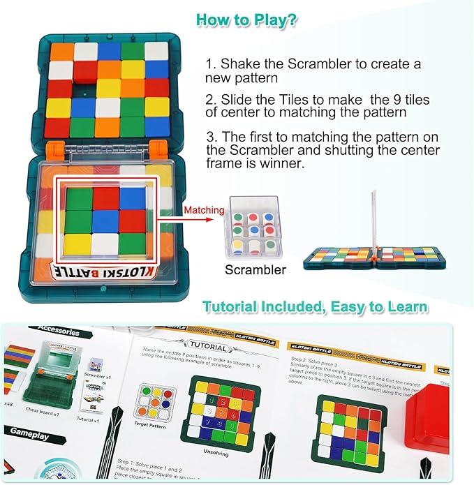 Race Game, Fast-Paced Brain Teaser Travel Board Games for Kids and Adults, Shape Matching Head to Head Super Slide Puzzle Game for Two Player, Magic Block for Family Game Night, Ages 6+