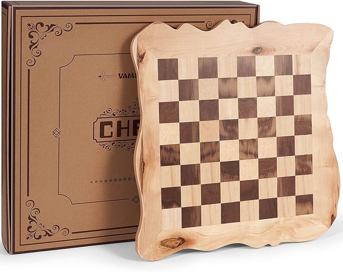 VAMSLOVE Wooden Chess Board Set Large Unique Chessboard (Playing Area 15 x 15inch) with 3.5" King Chess Pieces Durable Modern Gift for Chess Lover Home Decor