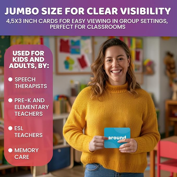 QUOKKA 364 Flash Cards for Kids and Adults - Real-Life Large Preschool Flash Cards for Speech Therapy, ABA Therapy, ESL Teaching, Pre-K to 3rd Grade, 7 Vocabulary Building Categories with Prepositions