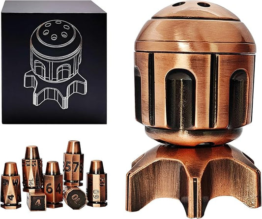 Roulette Dice Spinner for DND Dice Set, 7 Metallic Polyhedral D&D Dice with Gift Case for Dungeons and Dragon Game, RPG Role Playing Table Game Gifts (Copper)