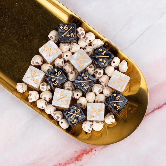 48 Pieces Abilities Keywords Counter Dice Plus One MTG Dice Counters Creature Stats Buff Tokens Dice Set for Magic The Gathering, MTG, TCG, Card Games Accessories