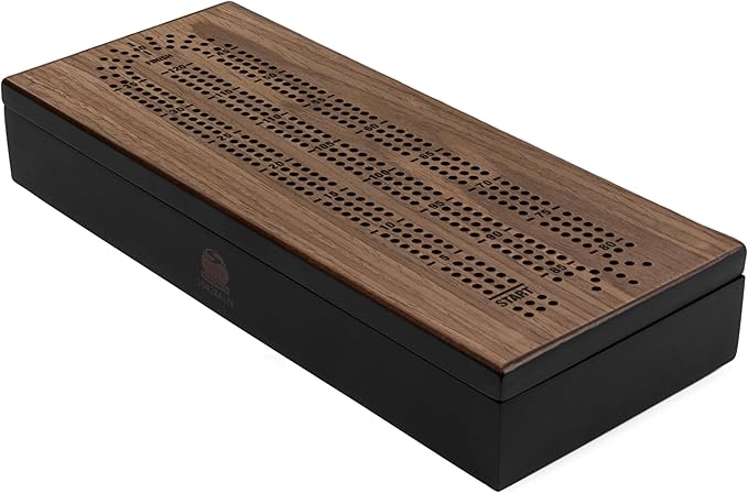 Spin Master Games Legacy Deluxe Cribbage Classic Game with Lined Wooden Case and Colored Metal Movers, Family Game for 2 to 4 Players Ages 8 and up