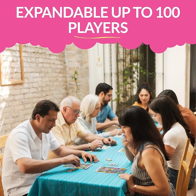 Waterproof 20 Player Loteria | 12 inch by 8 inch Boards | Shuffleable Card Deck | No Stereotypical Characters | Extendable Up To 100 | Perfect for Schools, Cinco de Mayo, Mexican Parties (Boards 1-20)