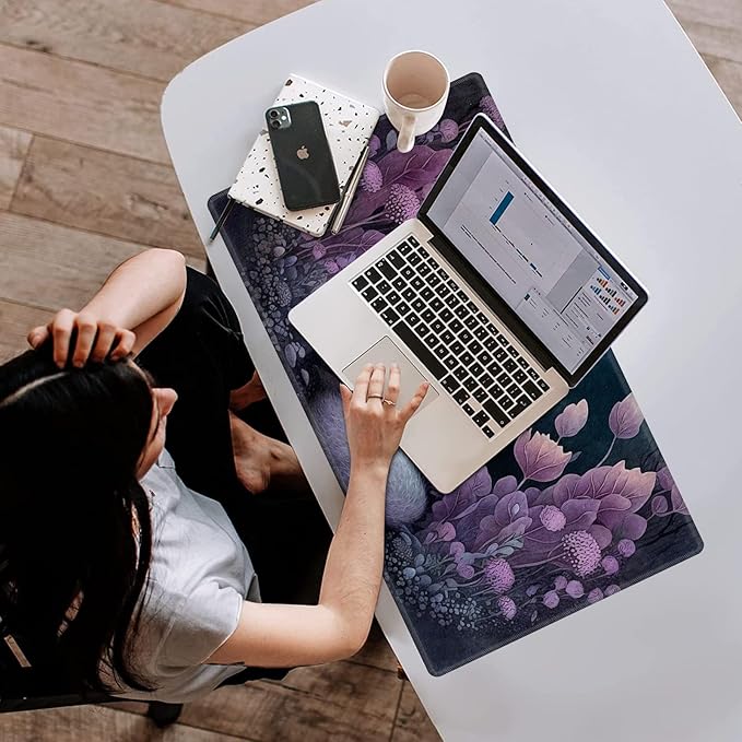 Playmat - 24" x 14" Game Mats for MTG/TCG Cards, Stitched Commander Deck Gaming Desk Mat, Fox Floral