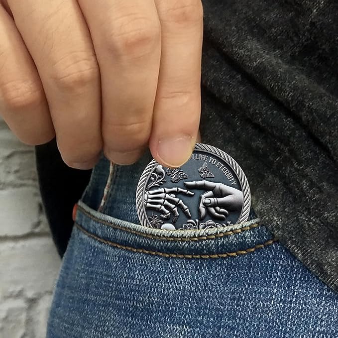 Memento Mori Coin Momento Mori Coin Skull Coin Stoic Gifts Memento Mori Calendar Living Memento Mori Amor Fati Coin (Facepalm Skull)