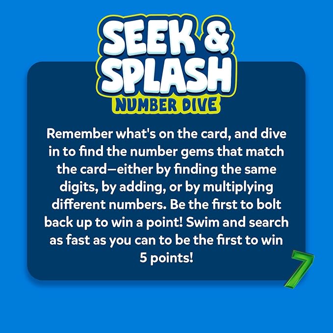 Skillmatics Pool Toys - Seek & Splash, Search & Find Water Game, Swimming Pool Number Dive Toy for Kids, Summer Fun & Gifts for Boys & Girls Ages 6, 7, 8, 9, 10, 11 & Up, Includes 50 Colorful Gems