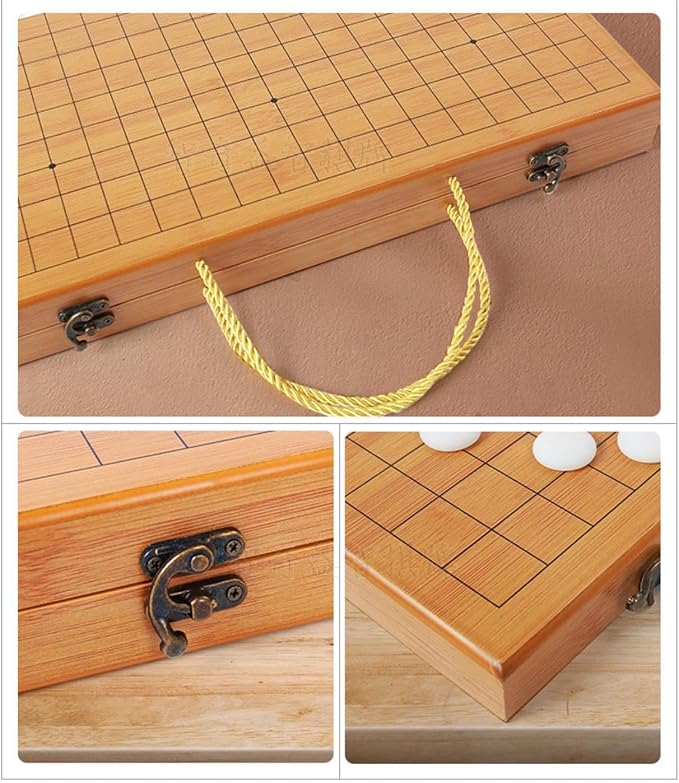 19 x19 Folding Go Bowls and Imitation Jade Go Pieces - Classic Strategy Board Game (Weiqi)