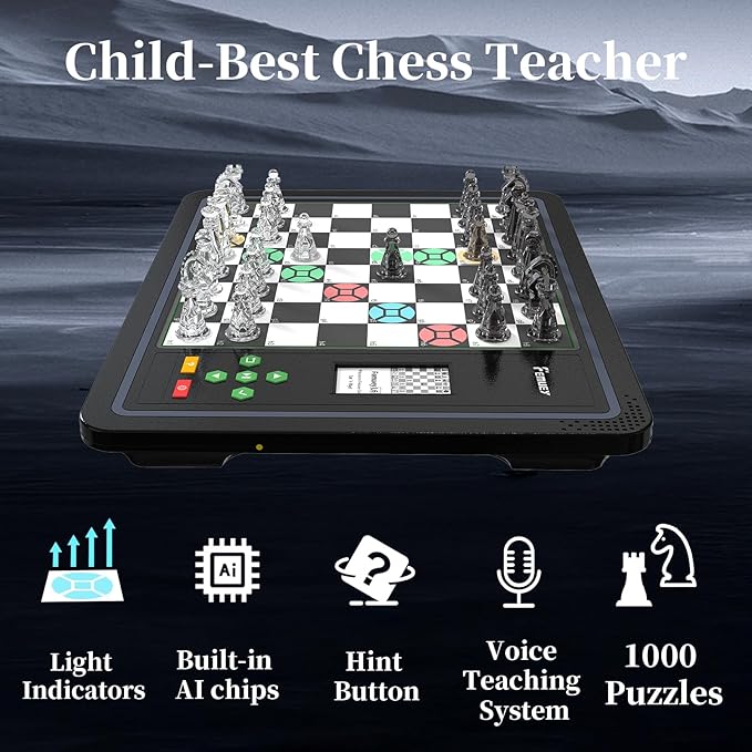 Electronic Chess Set, Electronic Chess Board Game, Computer Chess Game, Chess Set Board Game, Electronic Chess Set Game, Chess Sets Games Lovers, for Beginners Great Partner for Play and Practice