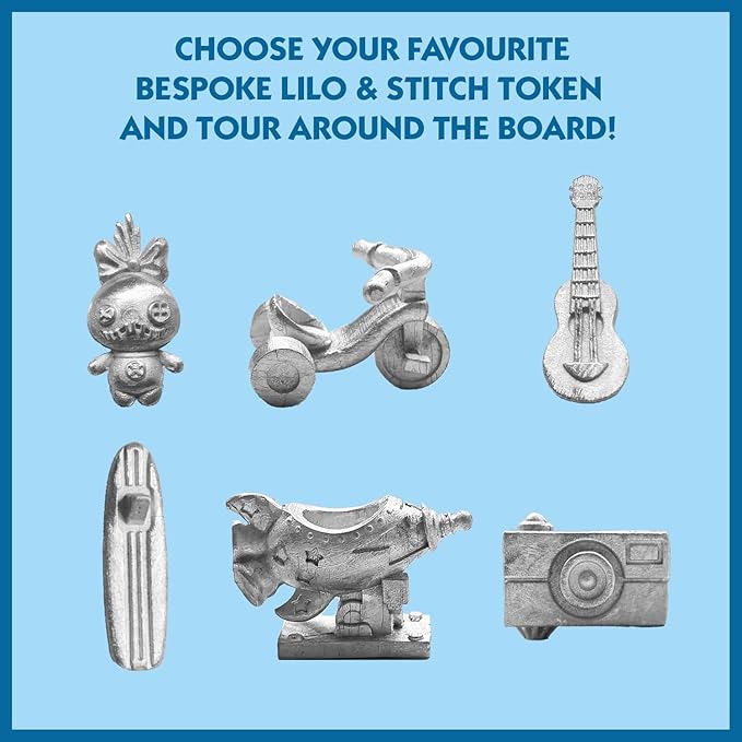 Winning Moves Disney Lilo and Stitch Monopoly Board Game, Embark on an Out of This World Journey with Lilo, Stitch, Nani, Jumba and Many More, Gift for Ages 8 Plus