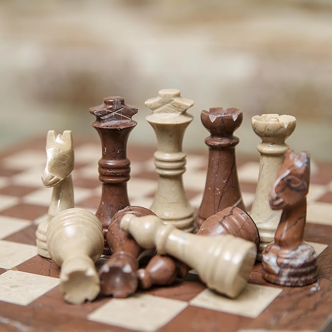 Handmade Marble Chess Set - Marina & Virona (12 x 12 Inches) - Chess Sets for Adults - Premium Quality Chess Boards - Fancy Chess Boards