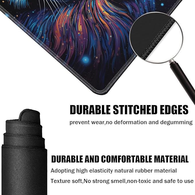 Board Game for TCG Playmat Table Mats Games Size 60X35 cm Mousepad Compatible for MTG RPG CCG Trading Card Game Play mats with 6 Dice (Playmat 131) Colorful Lion