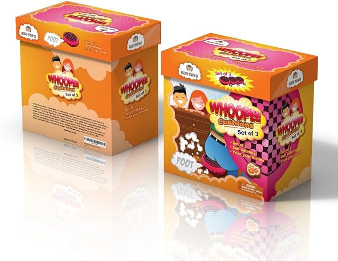 Whoopee Cushion Self Inflated 7" Set of 3 Gift Box Fart Prank Gag Novelty Trick Joke Toy for Kids Children Adults Office Home or Party