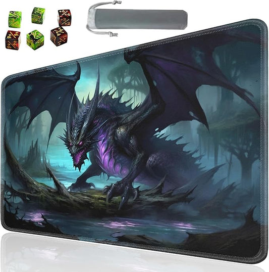 Board Game for TCG Playmat Table Mats Games Size 60X35 cm Mousepad Compatible for MTG RPG CCG Trading Card Game Play mats with 6 Dice (Playmat 128)
