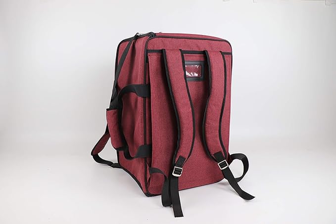 Board Game Bag - [Backpack/Shoulder Strap/Luggage Slip] - Padded Board Game Carrier (Ruby Red)