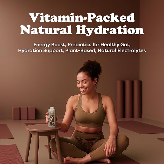Greater Than Nutrient Hydration Beverage, Electrolyte Drink for Gut Health & Energy with Coconut Water, Vitamins, Gluten Free, Plant Based, Low Sugar, Cocoa Cream, 12 Pack