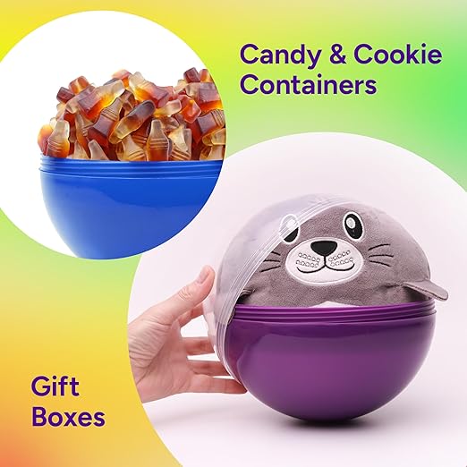 Big Claw Machine Capsules Translucent Orange Plastic Sphere Party Favor Containers Round 5 pcs 7.9 inch Jumbo Plastic Christmas Ornaments Extra Large Gift Box Craft Party Supplies Vending Capsules