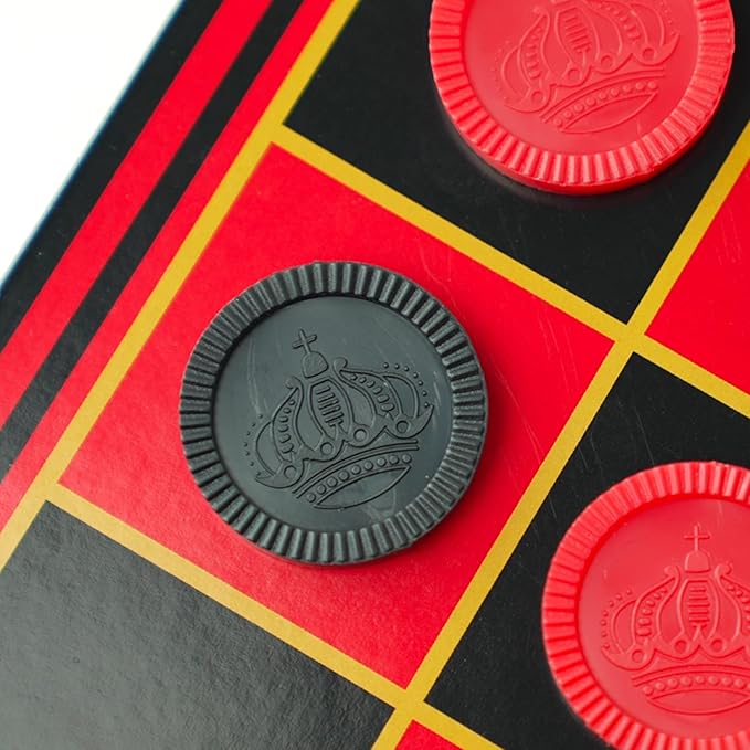 Cannon Sports Checkers Replacement Pieces - 24 Pack Checkers Pieces (12 Black, 12 Red) - Plastic Stackable Checkers for Board Games