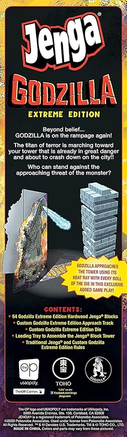 Jenga: Godzilla Extreme Edition | Based on Classic Monster Movie Franchise Godzilla | Collectible Jenga Game | Unique Gameplay Featuring Movable Godzilla Piece