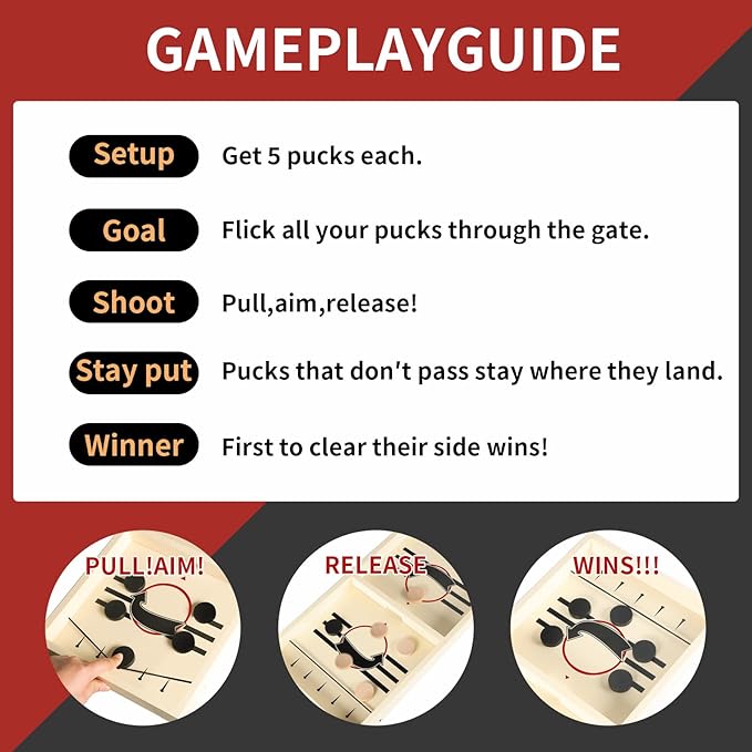 Extra Large Fast Sling Puck Game, Super Sling Puck Board Game | Foosball Winner String Puck Game Super Sling Hockey Table for Family Game Night & Parties