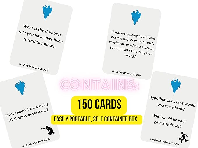 The Best Icebreaker Questions - Card Game™ - 150 Conversation Starters - Engaging - Family and Friends Party - Team-Building, Corporate, Get to Know You