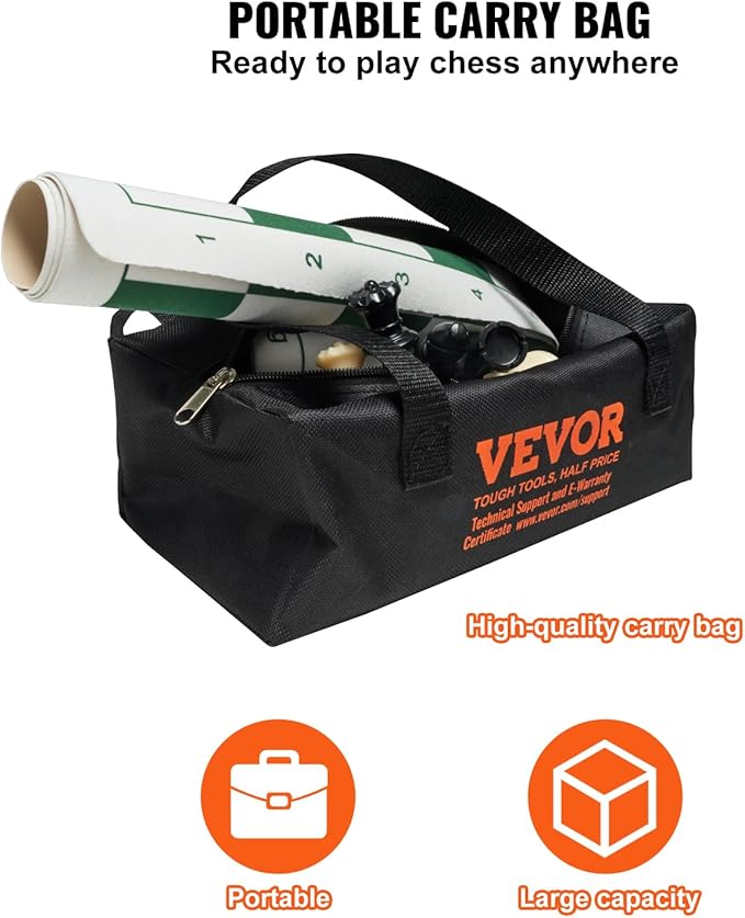 VEVOR Chess Set, 20 Inch Roll-Up Beginner Chess Board, Foldable Silicone Chess Game with Plastic Weighted Chess Pieces & Storage Bag, Portable Travel Chess Board Gift,Christmas Crafts Xmas Gift