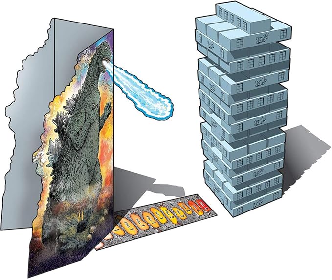 Jenga: Godzilla Extreme Edition | Based on Classic Monster Movie Franchise Godzilla | Collectible Jenga Game | Unique Gameplay Featuring Movable Godzilla Piece