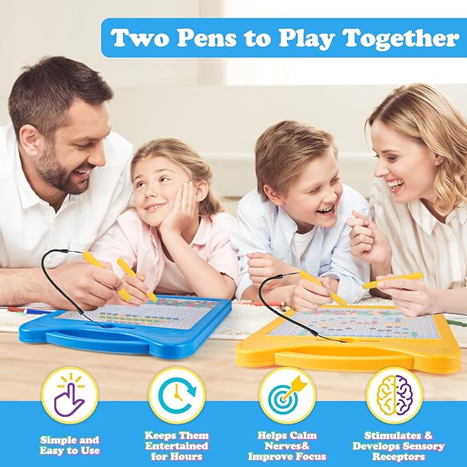 Magnetic Letters and Numbers Set for Toddlers - Magnet Drawing Doodle Board with Beads and 2 Pens, Magnetic Dot Art, Preschool Learning ABC Math for 3 4 5 Years Old Girls Boys