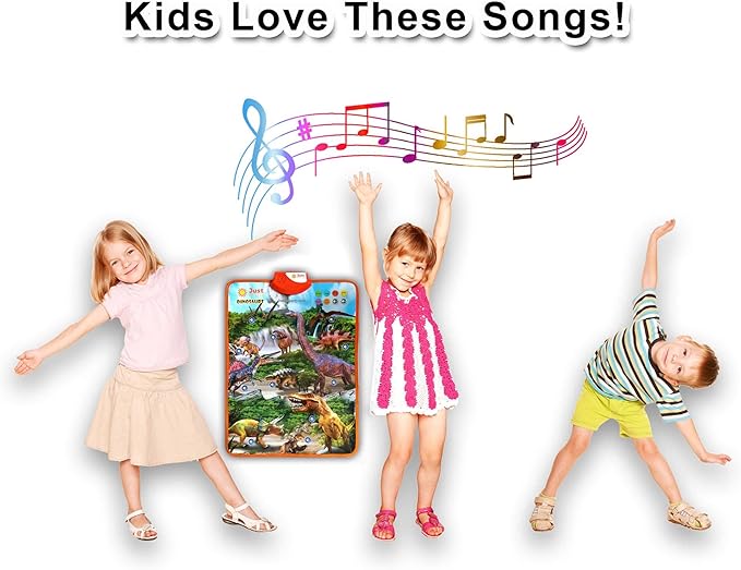 Just Smarty Interactive Dinosaur Toys Learning Poster | Dinosaur Toys for Kids 3-5 | Spinosaurus, Brachiosaurus, Trex, Velociraptor, Ankylosaurus and Other Reptile Toys | Best Dinosaur Party Favors