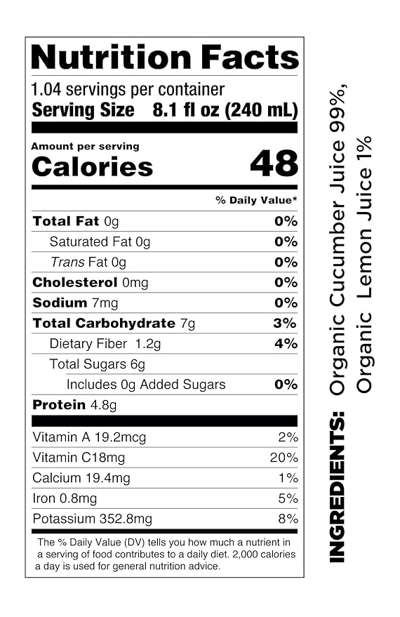 Pomona Organic Juices Pure Cucumber Juice, 8.4 Ounce Bottle (Pack of 12), Cold Pressed Organic Juice, Non-GMO, No Sugar Added, Not from Concentrate, Gluten Free, Kosher Certified, Preservative Free
