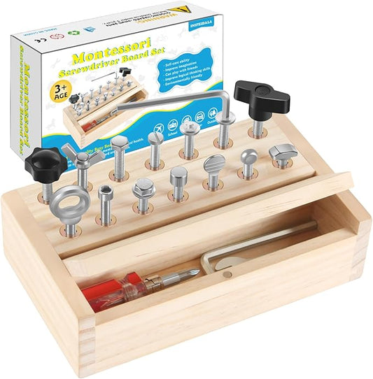 Montessori Toys for 3 4 5 Year Old,Montessori Screwdriver Board Set,Kids Tool Set,Sensory Preschool Learning for Toddler Travel,Fine Motor Skills - STEM Toys