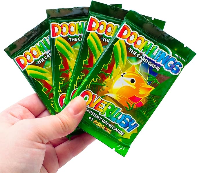 Doomlings Overlush - Mystery Expansion Card Game - 4X Booster Packs (60 Total Gameplay Cards, Including 4X Rare Holofoil Collectibles) | Family, Kids and Adult TCG Party Game | 2-6 Players | Ages 8+