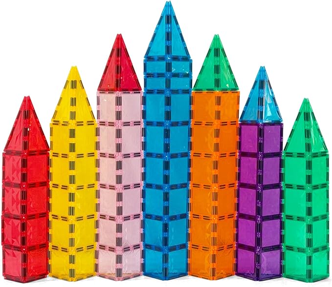 Magnetic Building Tiles 100 PCS Magnets Stacking Kids Toys STEM Sensory Games Educational Construction Toys Christmas Toy Gift for Boys and Girls 3 Year Old Up (Large)