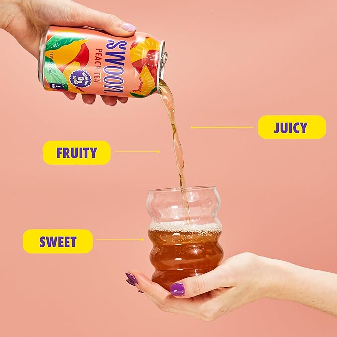 Swoon Peach Tea - Sugar Free, Low Carb, Paleo-Friendly, Gluten Free - Flavored Keto Drinks Made with Organic Black Tea & Sweetened by Monk Fruit and Stevia (Pack of 12)