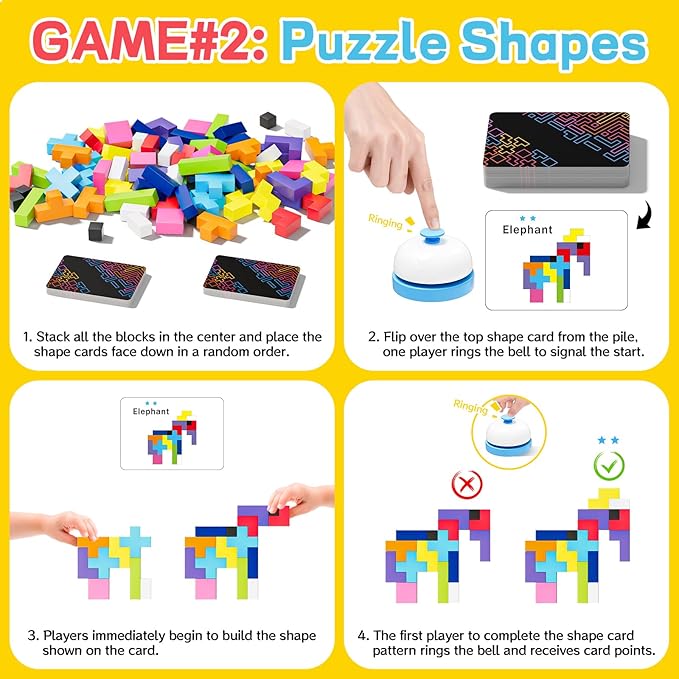 Wooden Block Game 120Pcs Fast-Paced Stacking Building Block Game Challenging Board Games for Kids 1 to 6 Players Color Block Puzzles Party Games for Ages 4+