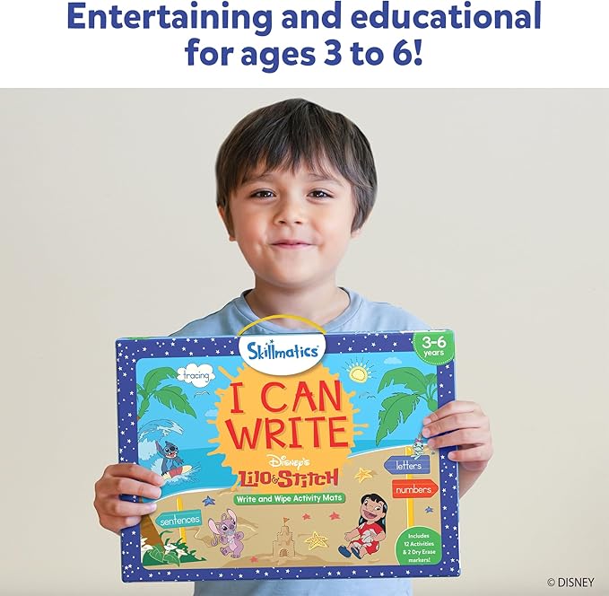 Skillmatics I Can Write Disney's Lilo & Stitch - Reusable Preschool Learning Activities, Educational Toy and Game, Back to School Supplies, Gifts for Students, Kids, Toddlers Ages 3, 4, 5, 6