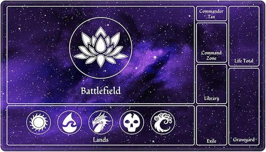 MTG Playmat Stitched with Magic Zone for MTG Card Game Playing, Commander Board Game Desk Mat Duel Mat Card Battles Binder Deck 24x14inches for Beginner, Galaxy Purple Mana
