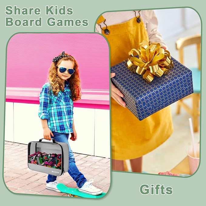 4 PCS Toys Storage Bag, Classic Bricks Building Set Storage Bag, Travel Case for Building Toys, Puzzles, Grey