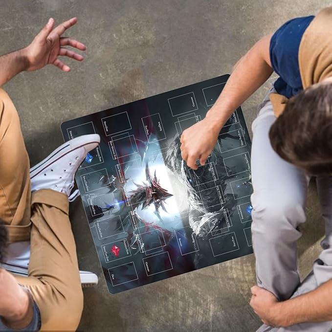 Card Rubber Mat - 2 Player, Square playmat for Gamer 60x60cm/23.6x23.6inch