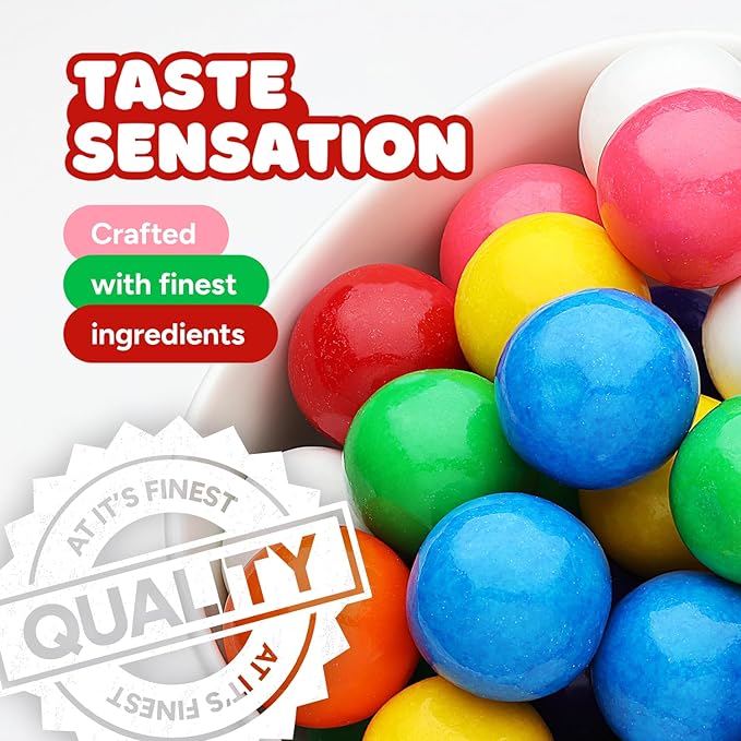 Gumballs for Gumball Machine - 1 Inch Large Gumballs - Assorted Fruit Flavored Bubble Gum for Kids - Sweet Gum Balls in Bulk 3.8 Lb