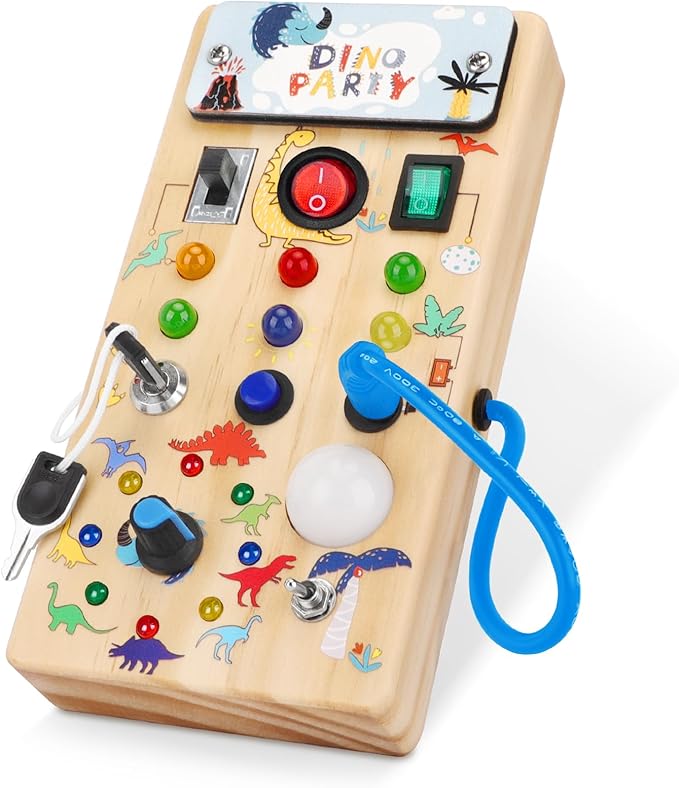 Montessori Busy Board,Montessori Toys for 1-3 Years Old,Baby Sensory Board,Preschool Learning Activities,Wooden Toys for Toddler,Christmas & Birthday Gift for Boys & Girls