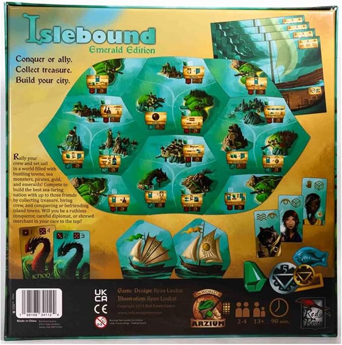 Red Raven Games, Islebound: Emerald Edition - Strategic Civilization Board Game - for 2 to 4 Players, Ages 14+