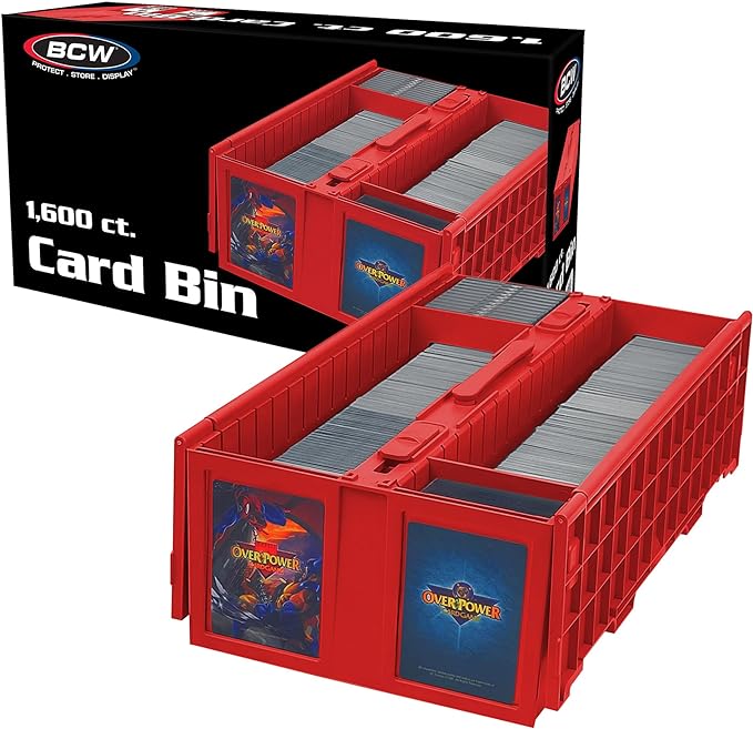 BCW Collectible Card Bin – (Single, Red) | Holds up to 1600 Cards | Plastic Storage Box for Pokémon, MTG & Sports Cards