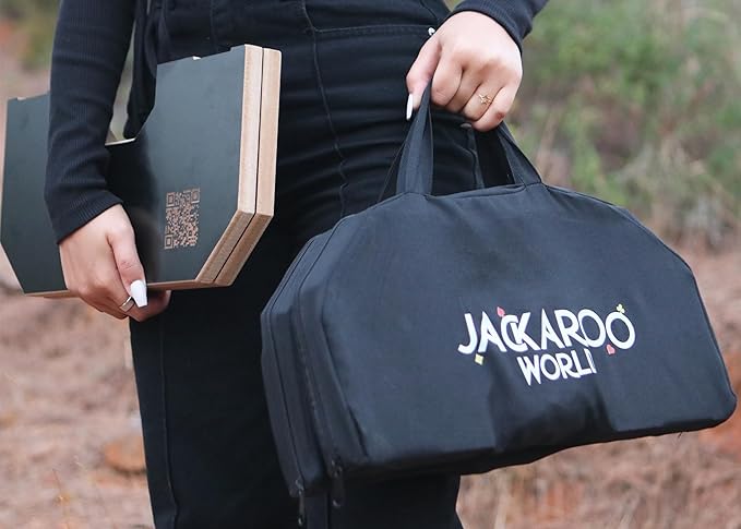 Jackaroo Board Game - 2-4 Player Marbles Strategy Game - Marble Chase Game - Carbles Board Game with Cards - Jokers and Marbles board game - Wahoo Wooden Board Foldable and Open in The Middle (Walnut)