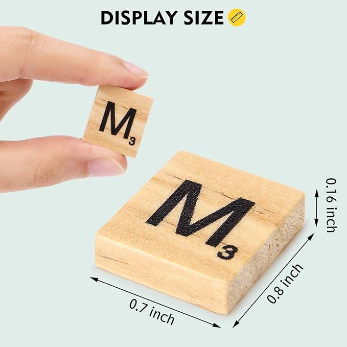 500 Pieces Letter Tiles, Magicfly Wooden Scrabble Tiles for Crafts, A-Z Capital Wood Letters for Crafts, Spelling,Scrabble Crossword Game