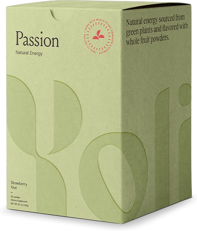 Yoli® Passion Energy Drink Powder Mix - Natural Energy Drink Mix for Endurance and Stamina, 30 Packets - Strawberry Kiwi Flavor