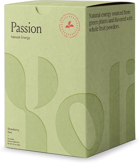 Yoli® Passion Energy Drink Powder Mix - Natural Energy Drink Mix for Endurance and Stamina, 30 Packets - Strawberry Kiwi Flavor