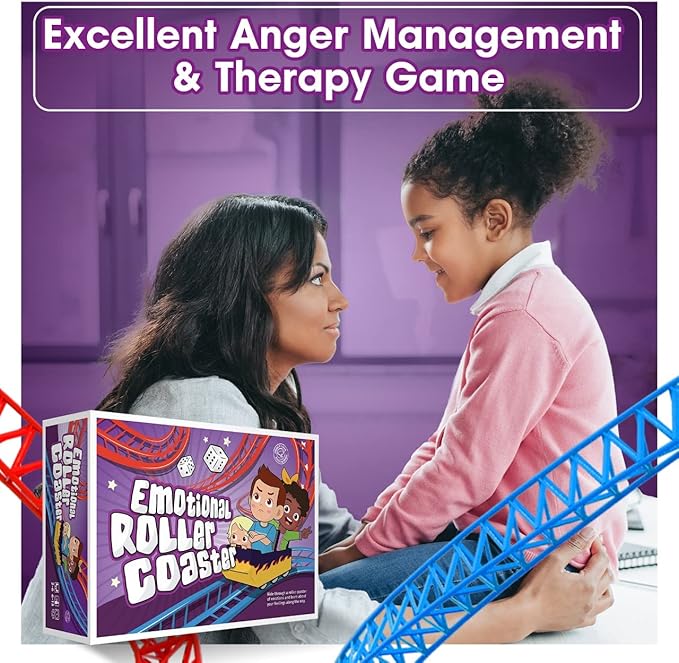 Emotional Rollercoaster | Anger Management Board Game For Kids & Families | Therapy Learning Resources | Anger Control Card Game | Emotion Board Games Games For Kids ages 4-8 -12 | Social Emotional