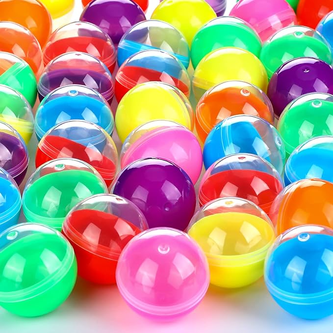 Sosation 150 Pcs 1.77 Inch Gumball Vending Machine Capsules Empty Round Capsules Plastic Containers Toy Supplies for Prizes Party Favors