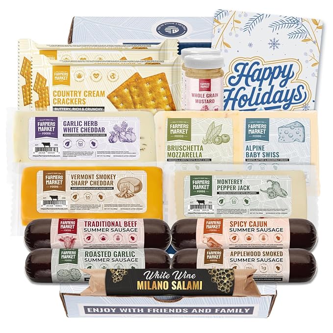 Holiday Charcuterie Gift Box, Wisconsin Cheese and Sausage, Farmers Market, Christmas and Thanksgiving Gift Basket, Festive Selection