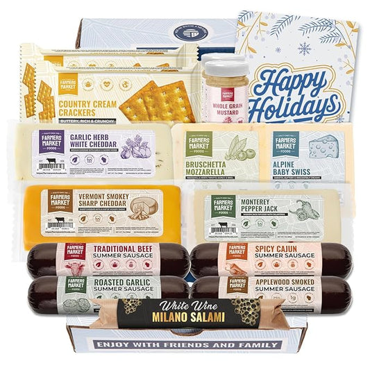 Holiday Charcuterie Gift Box, Wisconsin Cheese and Sausage, Farmers Market, Christmas and Thanksgiving Gift Basket, Festive Selection
